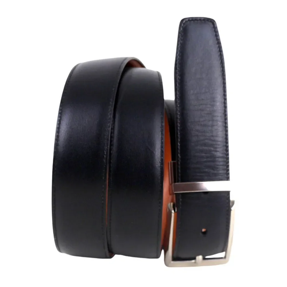 CLASSIC BLACK BROWN REAL LEATHER 1 3/8